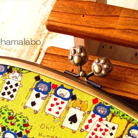 【HA-1558】17cm/くし型の口金/(肉球×アンティークゴールド)