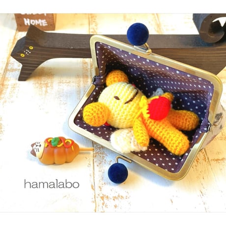 (販売終了)【HA-2142】12cm/角型口金(緑色のベロア玉)