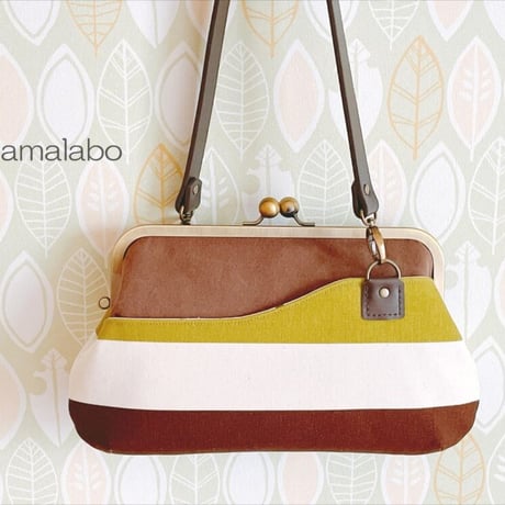 【KT-2110】がま口(ポケット)クラッチバッグ＆ショルダーバッグの型紙＆レシピ【24cm/角型用】