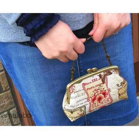 在庫調整で今だけ50％引き！【KT-2017】親子がま口ポーチ(マチあり)の型紙＆レシピ【14.5cm用】