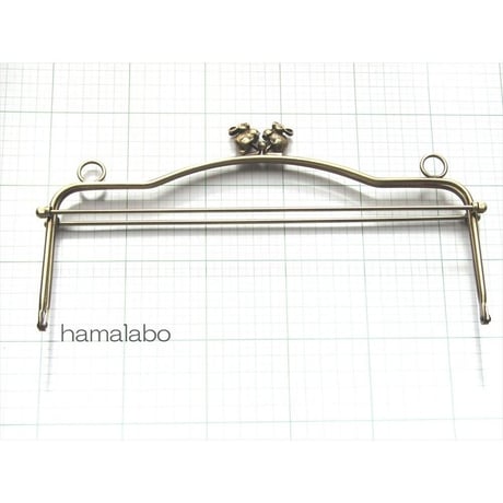 【HA-1554】28cmベンリー口金/(ウサギ×アンティークゴールド)・カン付き