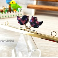 初回特価＆限定【HA-2521】レトロかわいい！12cm角型口金/コトリ型(鉱石模様)/ゴールド/カン付き