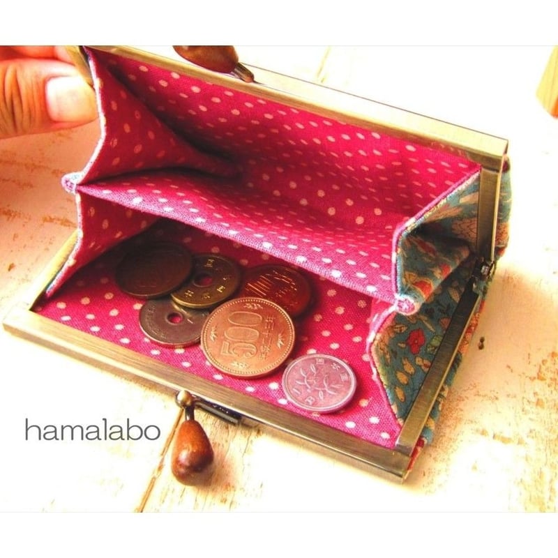 KT-2044】がま口財布＆カードケース(仕切りアリ)の型紙＆レシピ【12cm