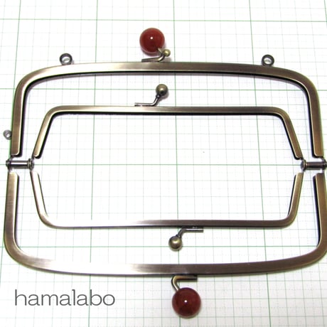 【HA-359】親子口金 19cm(べっ甲玉×アンティークゴールド)・カン付き