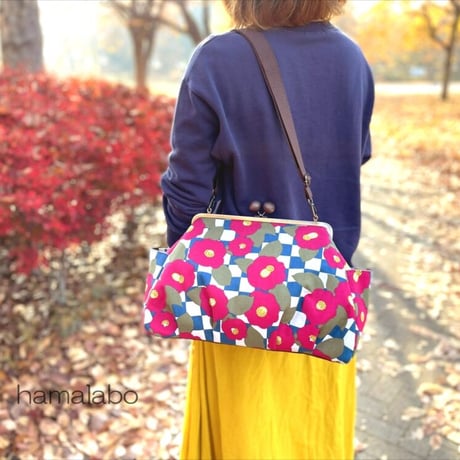 【KT-2113】<特大サイズ>タック入りがま口バッグの型紙＆レシピ【27cm/角型用】