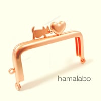 【HA-2106】ハートネコ太の口金 7.5cm/角型(ソフトピンク)