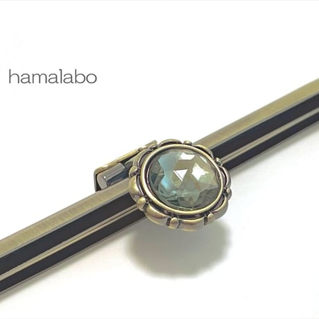 【HA-2256】オコシ式口金/12cm角型-ブラックストーン付き