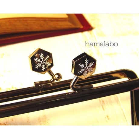 【HA-1472】12cm角型の口金(六花-雪の結晶×シルバー)