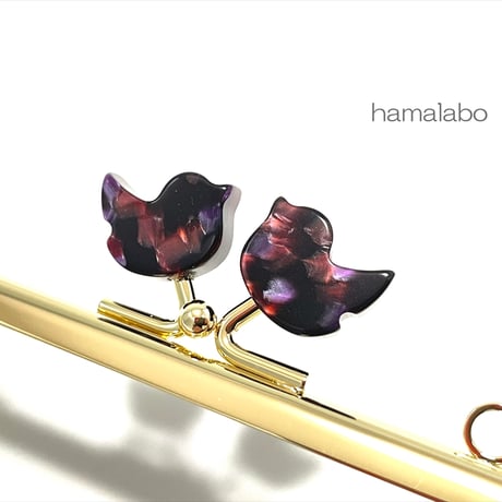 在庫調整で今だけ30％引き！【HA-b1124】12cm角型口金/コトリ型(鉱石模様)/ゴールド/カン付き