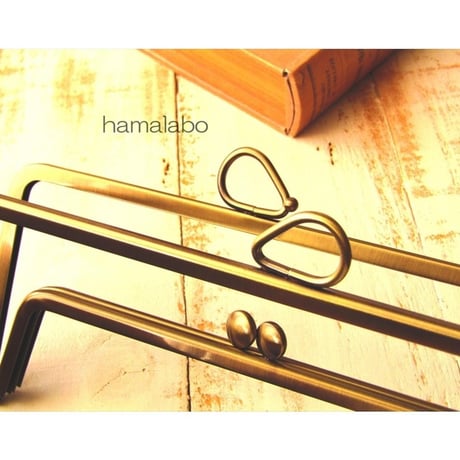 ☆特価☆【HA-1684】親子口金 22cm角型(リボン×碁石)アンティークゴールド