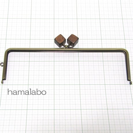 (廃盤予定)【HA-1227】25cm/角型(ちょっと大きな茶色の木キューブ×アンティークゴールド)