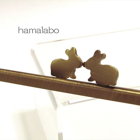 【HA-1687】18cm/角型(ペアウサギ×アンティークゴールド)