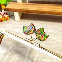 【HA-2500】12cm角型口金/ネコ型(レトロ模様)/ゴールド