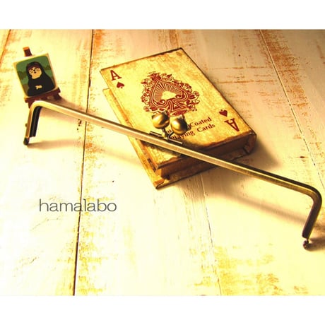 【HA-1650】25.5cm/角型(ネコ玉×アンティークゴールド)-扇子入れ用-