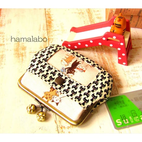【HA-1233】親子口金 12cm(ちょっと大きなナチュラル色の木玉×アンティークゴールド)