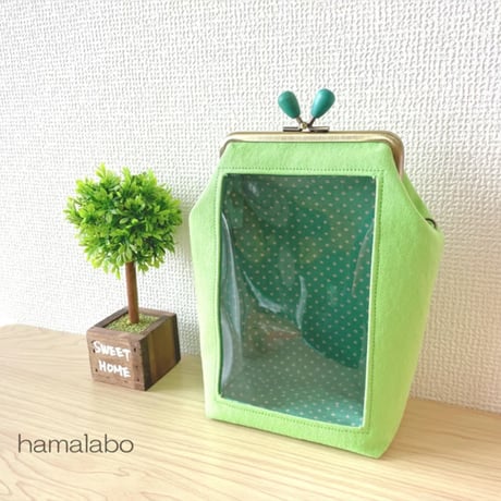 【KT-2141】通常サイズ版！推しぬい用がま口ポーチ(ショルダー可能)の型紙＆レシピ【12cm/角型用】