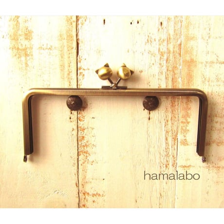 【HA-1751】18cm/角型(ネコ玉×アンティークゴールド)