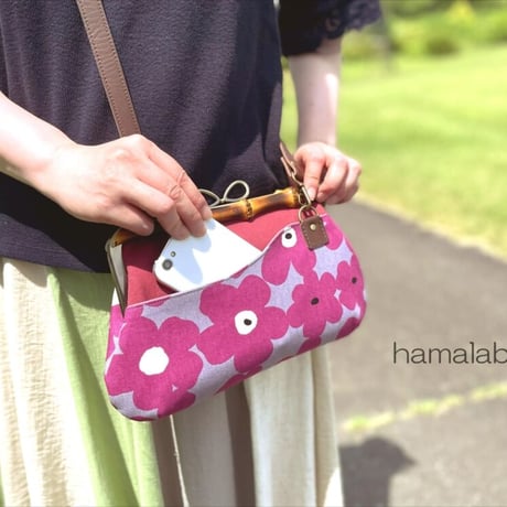 【KT-2110】がま口(ポケット)クラッチバッグ＆ショルダーバッグの型紙＆レシピ【24cm/角型用】