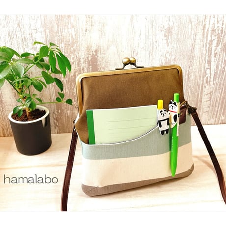 【KT-2094】ペッタンコ版！がま口ポケットショルダーバッグ(ミニ)の型紙＆レシピ【18cm/角型用】