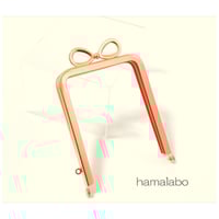 【HA-2110】リボン口金 7.5cm角型/足長タイプ (ソフトピンク)