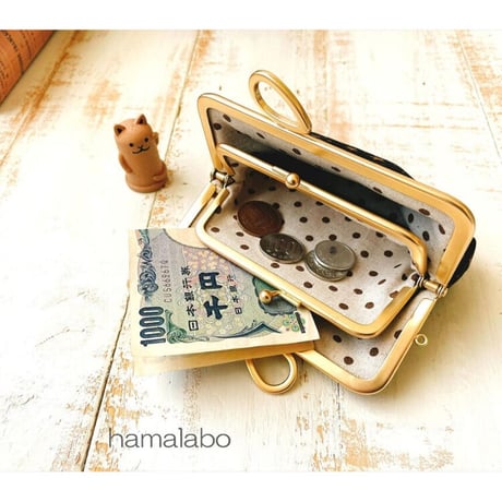 【HA-1890】親子口金12cm(新リボン×ソフトブラック)