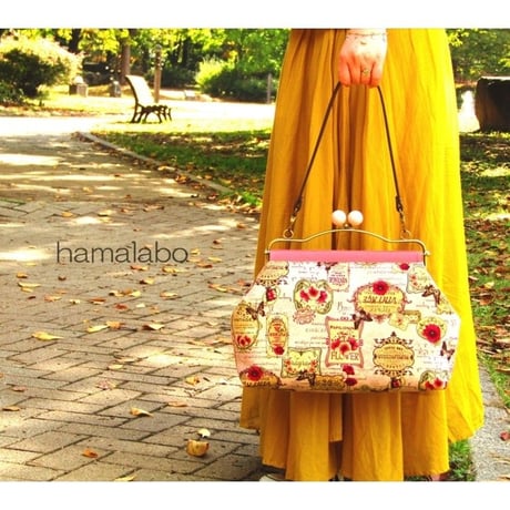 在庫調整で今だけ50％引き！【KT-2053】ベンリーがま口式シンプルバッグの型紙＆レシピ【28cm用】