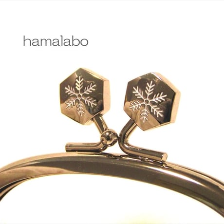 【HA-1469】10cmくし型の口金(六花-雪の結晶×シルバー)