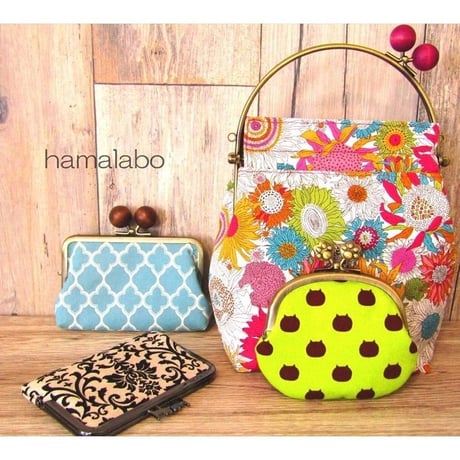 【KT-2037】ベンリーがま口ポーチ(フラットタイプ)の型紙＆レシピ【16cm用】