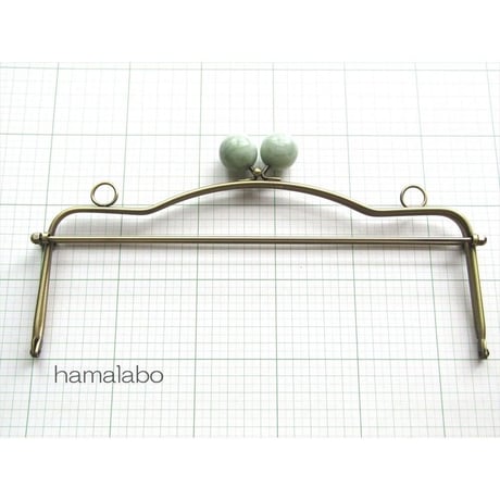 【HA-1490】28cmベンリー口金/(ヒスイ玉×アンティークゴールド)・カン付き