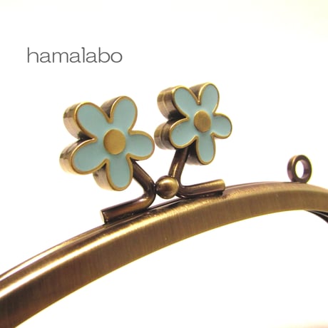 【HA-1202】メタルフラワー口金(15cmくし型ブルー×アンティーク)・カン付き