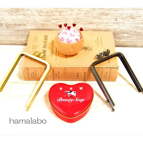 【HA-2012】ハート口金 7.5cm角型/足長タイプ (ブラック)