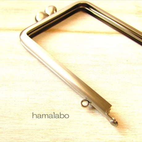 限定販売！【HA-2104】碁石口金 7.5cm角型/足長タイプ (シルバーサティーナ)