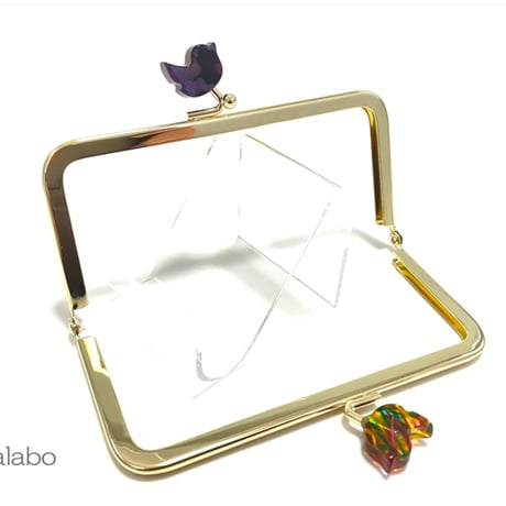 在庫調整で今だけ30％引き！【HA-b1123】12cm角型口金/コトリ型(ミックス小鳥)/ゴールド