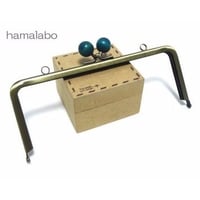【HA-116】18cm木玉/角型(紺色の木玉×アンティークゴールド)・カン付き