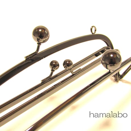 【HA-813】親子口金 20.4cm(大玉×ブラック)・カン付き