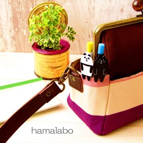 【KT-2090】がま口ポケットショルダーバッグ(ミニ)の型紙＆レシピ【18cm/角型用】