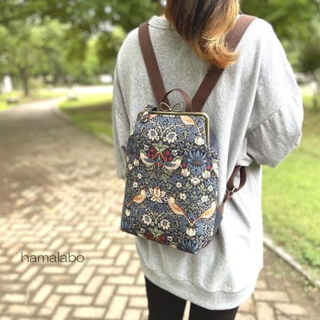 【KT-2123-SET】がま口ミニリュックの型紙＆レシピ(リュックインバッグの型紙＆レシピ付き)【18cm/角型用】