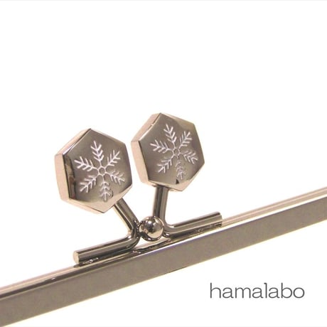 【HA-1475】16.5cm角型の口金(六花-雪の結晶×シルバー)