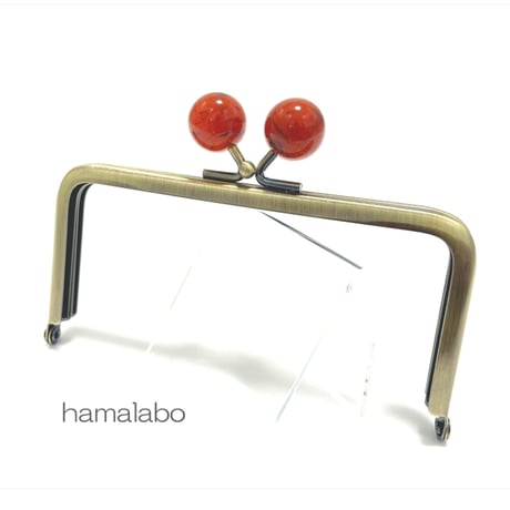 【HA-2406】12cm角型口金/べっ甲玉/アンティークゴールド