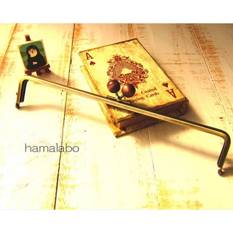 【HA-1648】25.5cm/角型(茶色の木玉×アンティークゴールド)-扇子入れ用-