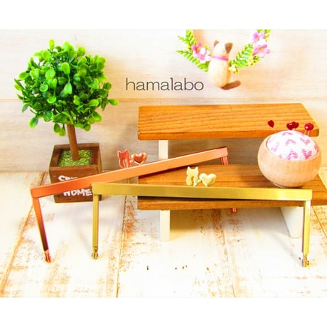 【HA-2007】ハート猫(ネコラブ)の口金 19cm浮き足(アンティークゴールド)