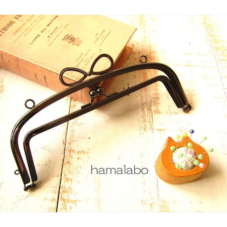 【HA-1805】親子口金 20.4cm(新リボン×ブラック)・カン付き