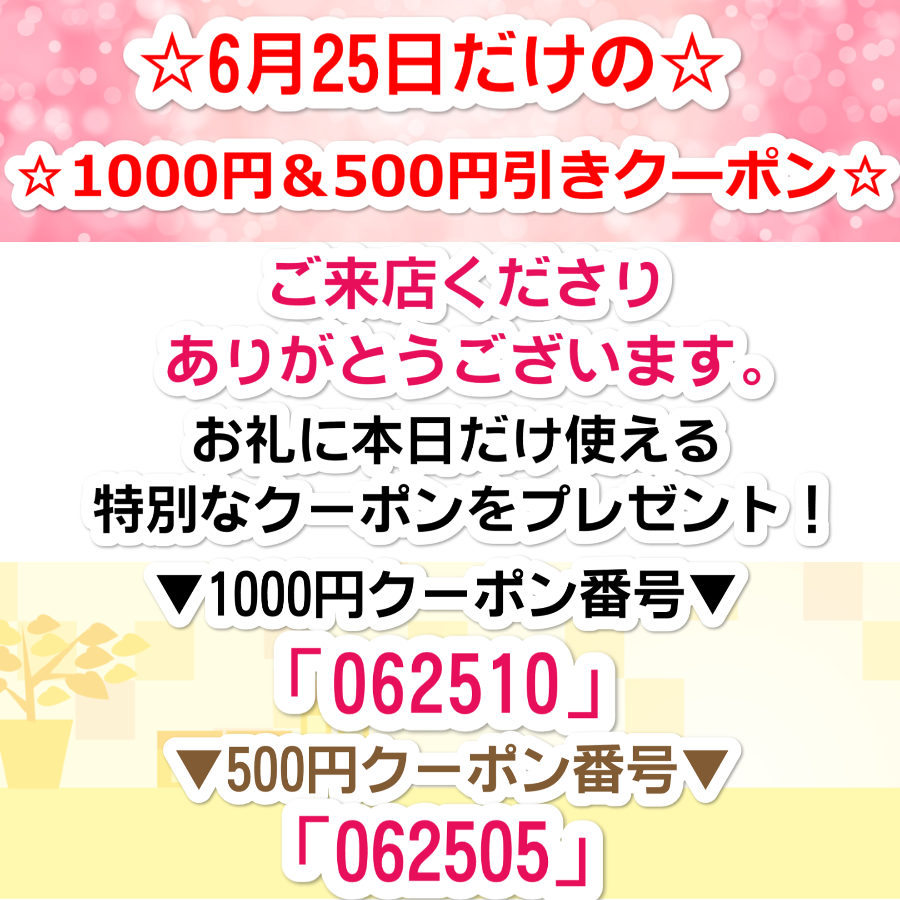 6月25日限定！特別クーポン！