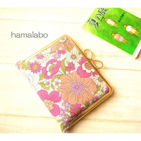 (完売御礼！)がま口の日セール！廃盤大特価セール！ 【HA-b1127】17.7cm角型口金/(新リボン×ソフトシルバー)