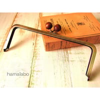 【HA-493】24cm角型口金(ちょっと大きな茶色の木玉×アンティークゴールド)＋(プラス)