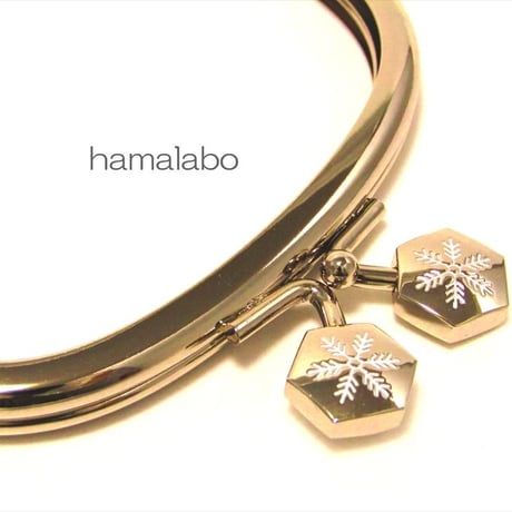 【HA-1469】10cmくし型の口金(六花-雪の結晶×シルバー)