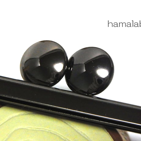 【HA-1397】12cm/角型口金(ブラック)-碁石つまみ-