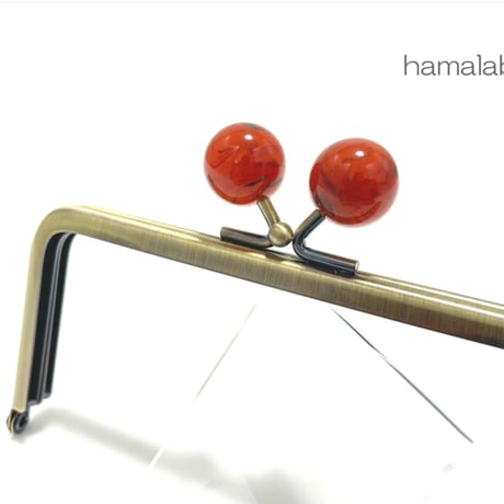 【HA-2406】12cm角型口金/べっ甲玉/アンティークゴールド