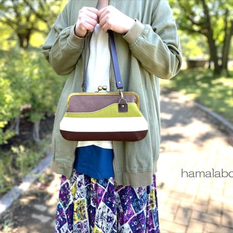 【KT-2110】がま口(ポケット)クラッチバッグ＆ショルダーバッグの型紙＆レシピ【24cm/角型用】