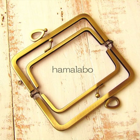 (販売休止)【HA-1769】親子口金12cm(リボン×アンティークゴールド)